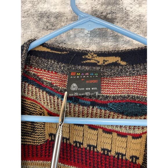 :Emaroo Australia Pure Wool XL Coogi-Style Outback Landmarks 3D Knit Cardigan - Picture 8 of 12